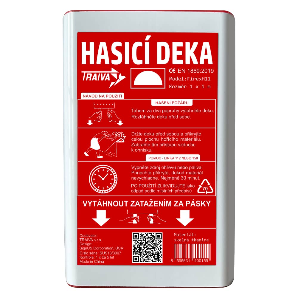 Hasící deka Firex H11 v odolném plastovém pouzdře
