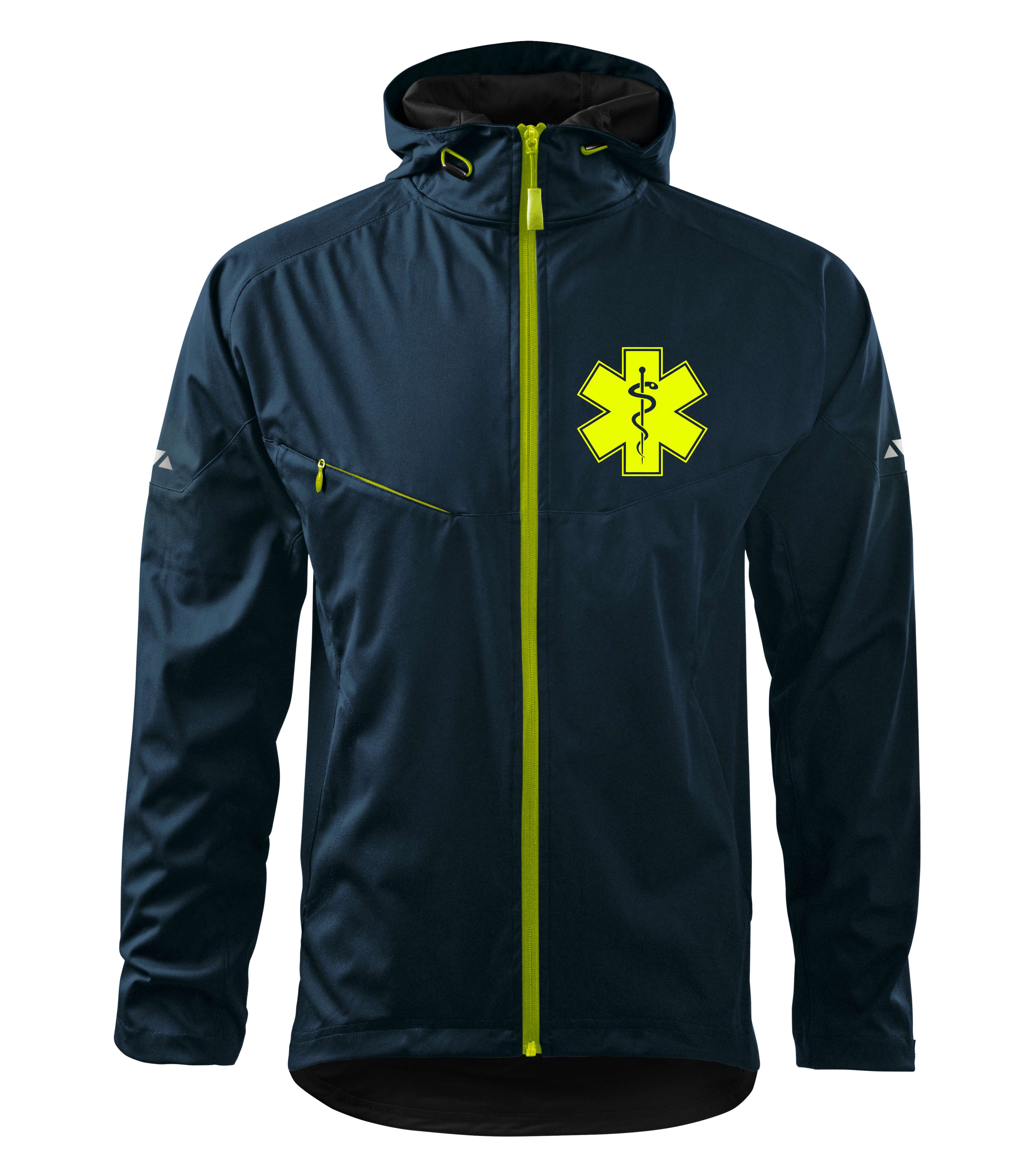 Softshell bunda s potiskem - pánská modrá