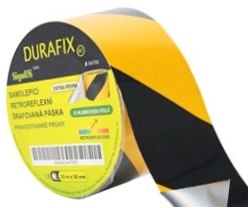 DURAFIX - Výstražná samolepící páska - reflexní žlutočerná 10cm